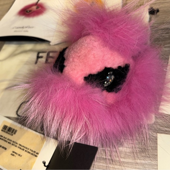 Fendi Vibrant Pink Fur Bag Accessory - Picture 2 of 5